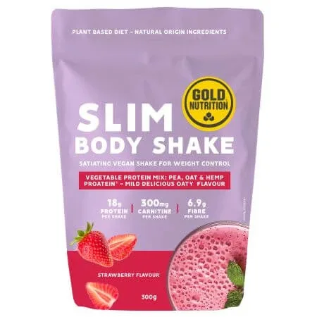 Shake cu aroma de capsuni Slim Body, 300 g, Gold Nutrition — preț și oferte