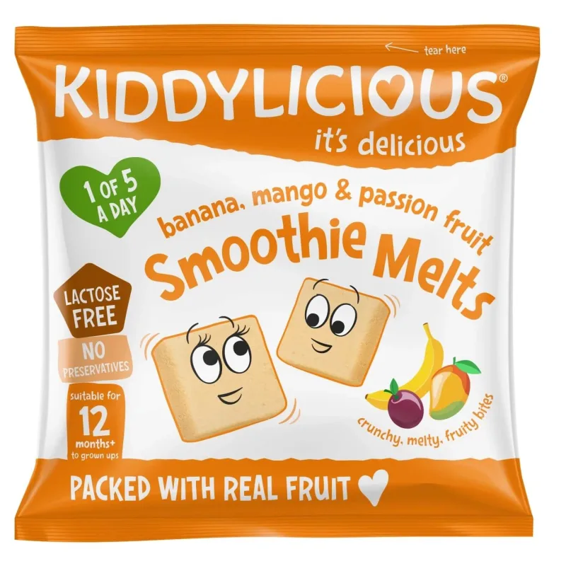 Gustare din bucatele de fructi banana,mango si fructul pasiunii, 6 g, Kiddylicious — preț și oferte