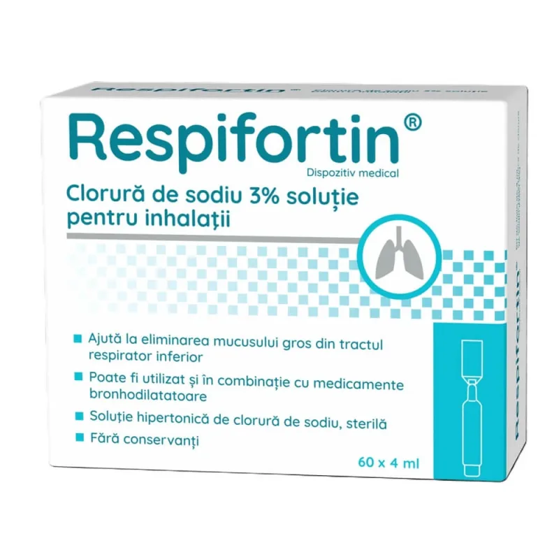 Clorura de sodiu 3% solutie pentru inhalatii Respifortin, 60 fiole x 4 ml, Penta Arzneimittel — preț și oferte