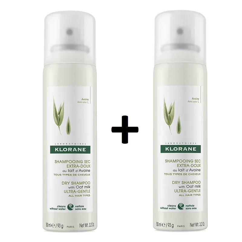 Șampon uscat cu lapte de ovăz, 150 + 150 ml - 70% reducere la al 2 lea produs, Klorane — preț și oferte