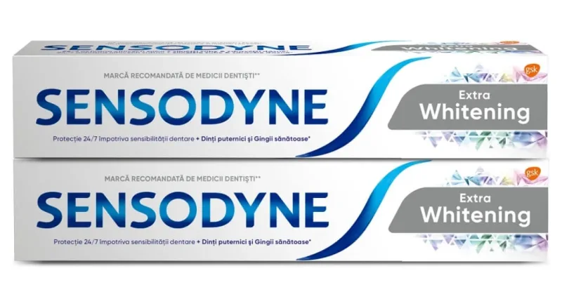 Pachet Pastă de dinți Extra Whitening Sensodyne, 100 ml + 100 ml, Gsk HALEON — preț și oferte