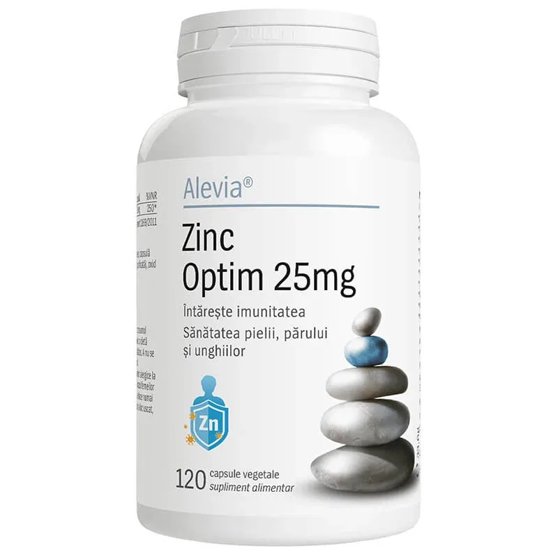 Zinc Optim, 25 mg, 120 capsule vegetale, Alevia — preț și oferte