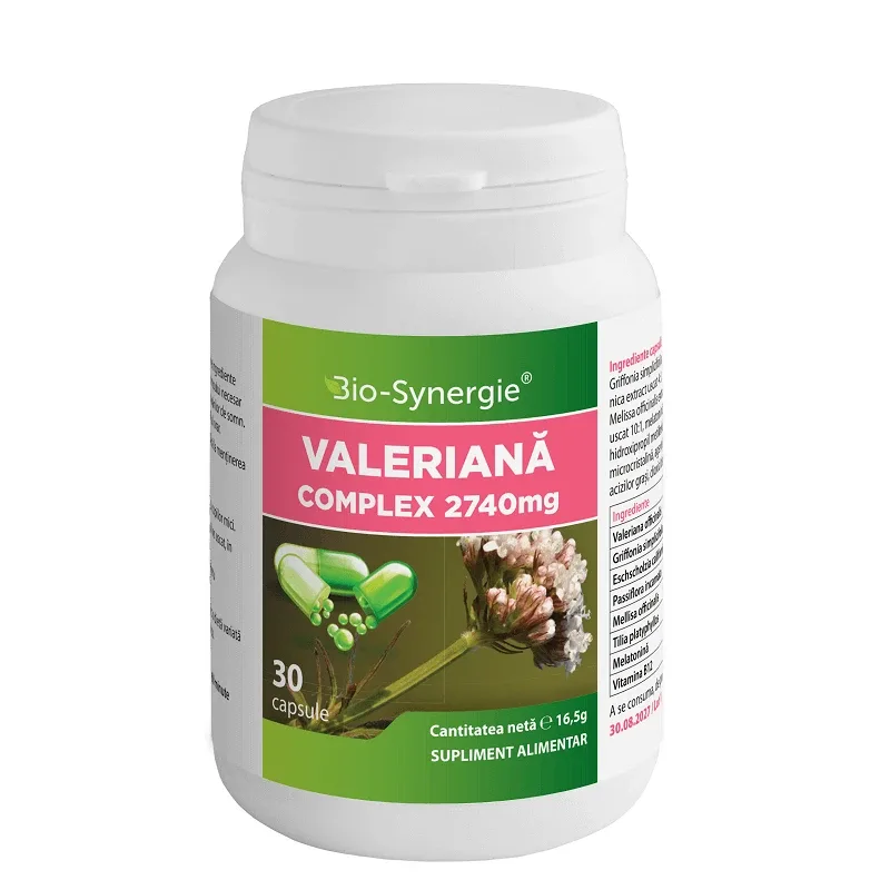 Valeriana Complex, 2740 mg, 30 capsule, Bio Synergie — preț și oferte