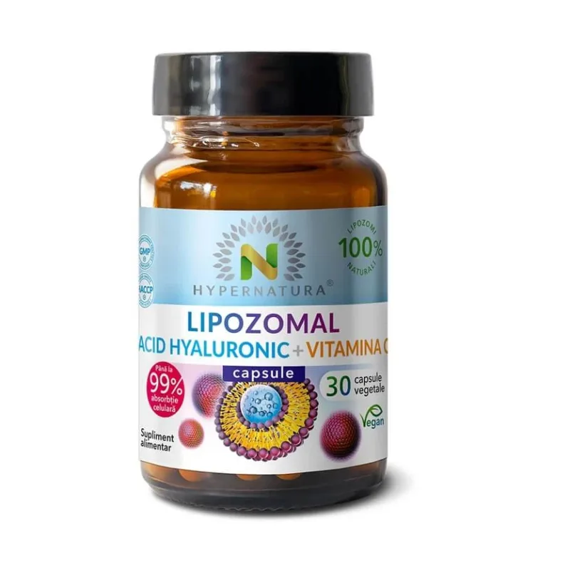 Lipozomal Acid Hyaluronic + Vit C, 30 capsule vegetale, Hypernatura — preț și oferte