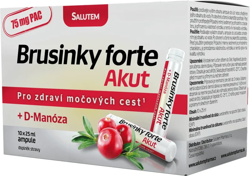 Salutem Cranberry forte Akut 1500 mg + D-Manoză 2000 mg 10 fiole — preț și oferte