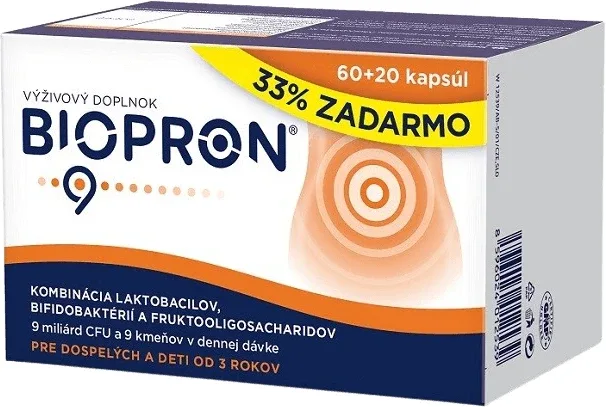 Biopron 9 Combinație de lactobacili, bifidobacterii și fructooligozaharide 80 capsule — preț și oferte