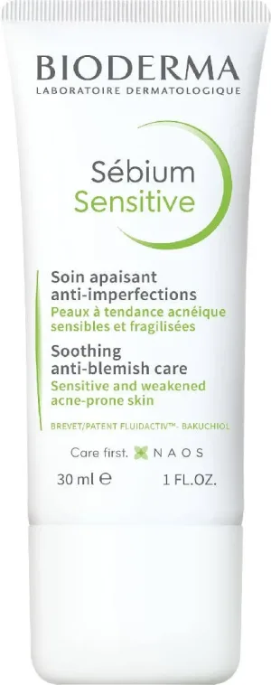 Bioderma Sébium Sensitive cremă calmantă și hidratantă pentru pielea cu tendință acneică 30 ml
