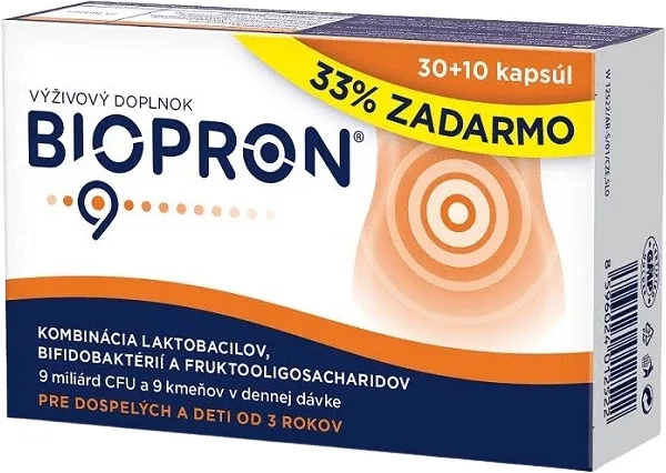 Biopron 9 Combinație de lactobacili, bifidobacterii și fructooligozaharide 40 capsule — preț și oferte