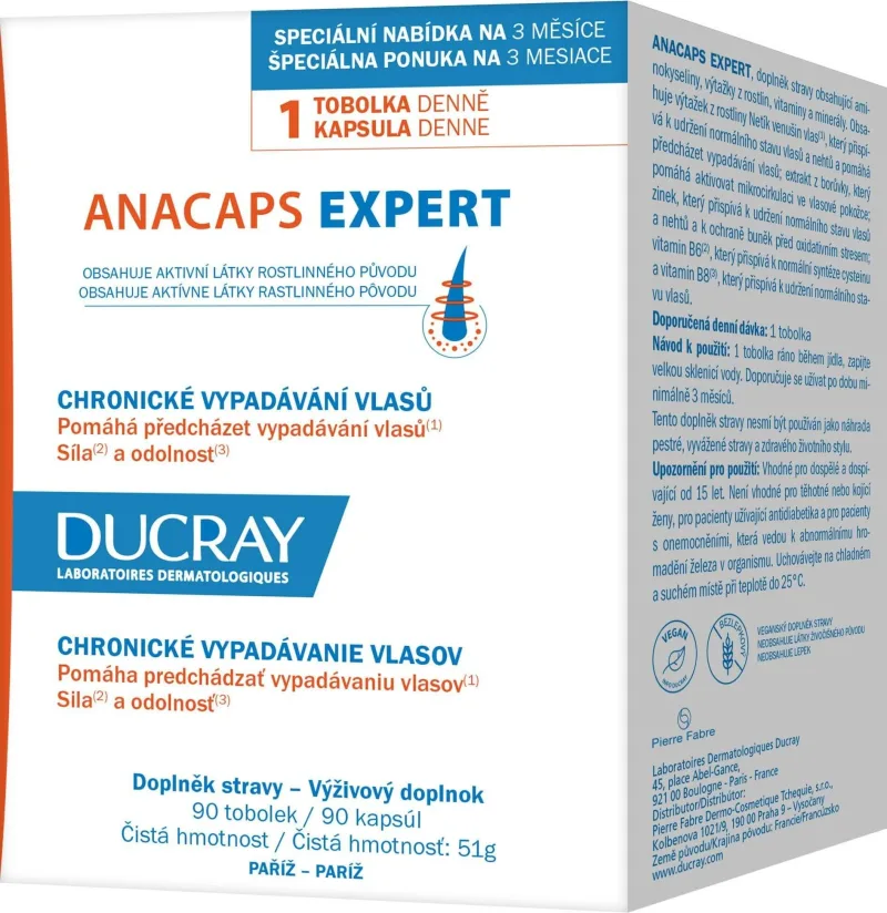 Ducray Anacaps Expert - pierderea cronică a părului 90 capsule — preț și oferte