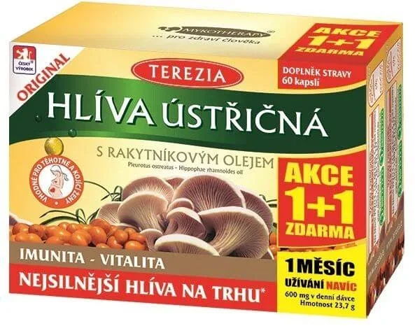 Terezia Ciupercă de stridii cu ulei de cătină de mare acțiune 1+1 2 x 60 capsule — preț și oferte