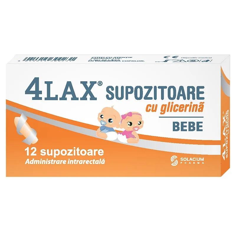 Supozitoare cu glicerina pentru bebelusi 4Lax, 12 bucati, Solacium Pharma — preț și oferte