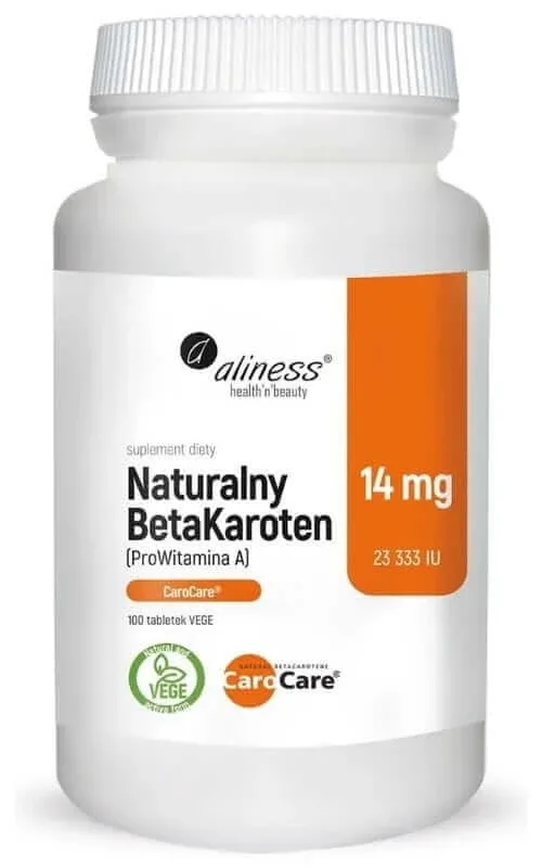 Betacaroten natural 14 mg (ProVitamina A 23,333 UI) 100 comprimate Aliness — preț și oferte