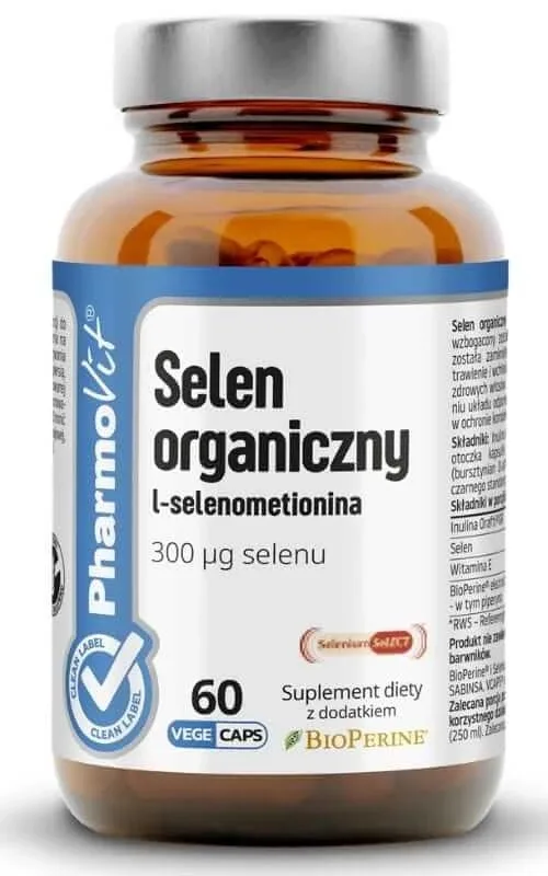 Seleniu organic L-selenometionină 60 capsule PharmoVit Clean Label — preț și oferte