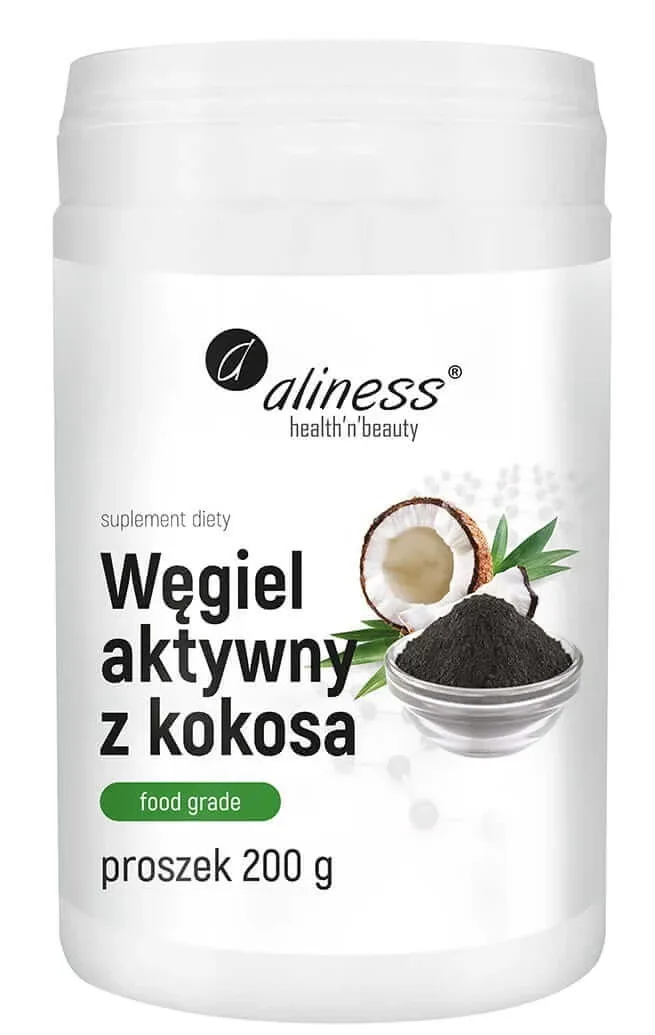 Cărbune activat din pulbere de nucă de cocos 200 g Aliness — preț și oferte