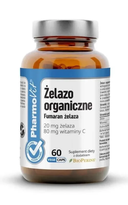 Fier organic (Fumarat de fier) 60 capsule PharmoVit Clean Label — preț și oferte