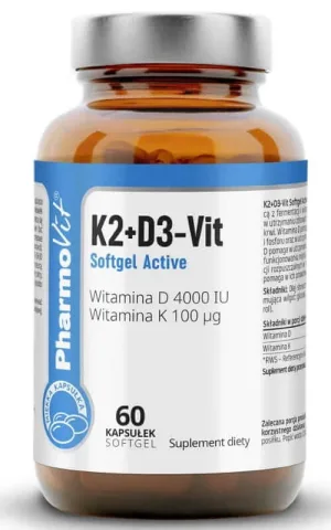 K2 + D3 4000 UI Vit Softgel Active 60 caps Pharmovit Clean Label