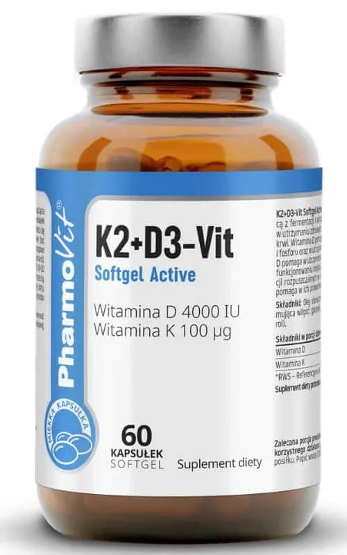 K2 + D3 4000 UI Vit Softgel Active 60 caps Pharmovit Clean Label — preț și oferte