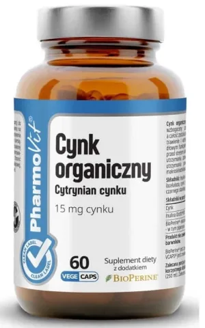 Zinc organic citrat de zinc (15 mg) 60 capsule Pharmovit Clean Label