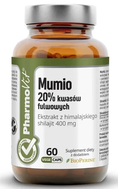 Mumio 20% acizi fulvici 60 capsule PharmoVit Clean Label — preț și oferte