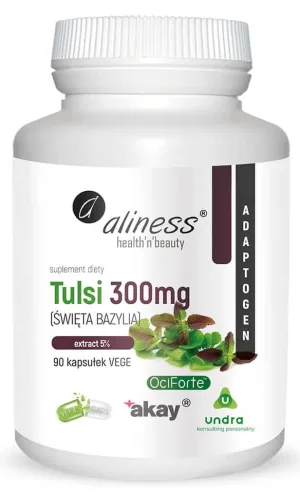 Tulsi (busuioc sfânt) extract 5% 300 mg (90 capsule) Aliness