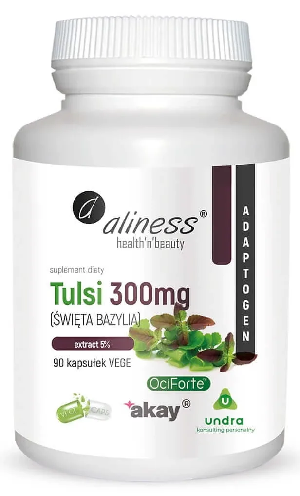 Tulsi (busuioc sfânt) extract 5% 300 mg (90 capsule) Aliness — preț și oferte
