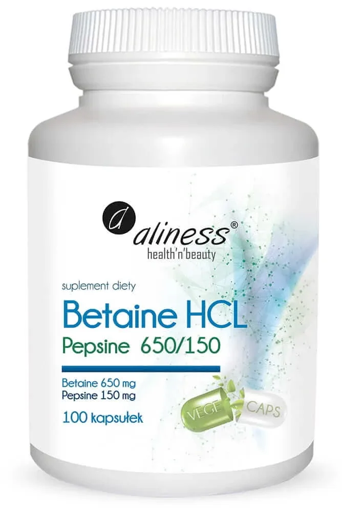 Betaina HCL, Pepsina 650/150 mg x 100 capsule Aliness — preț și oferte
