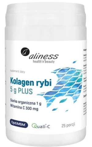 Colagen de pește 5000 mg PLUS sulf OptiMSM vit C, 25 porții pulbere Aliness