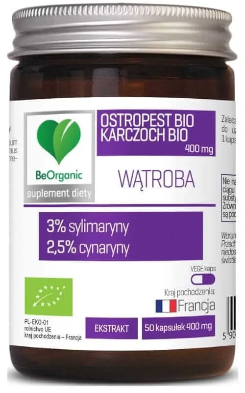 BeOrganic Thistle BIO 3% + Anghinare BIO 2,5%, 400mg (50 capsule). — preț și oferte