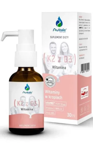 Vitamina K2 cu D3 picături - 25µg/1000IU - Avitale, 30 ml