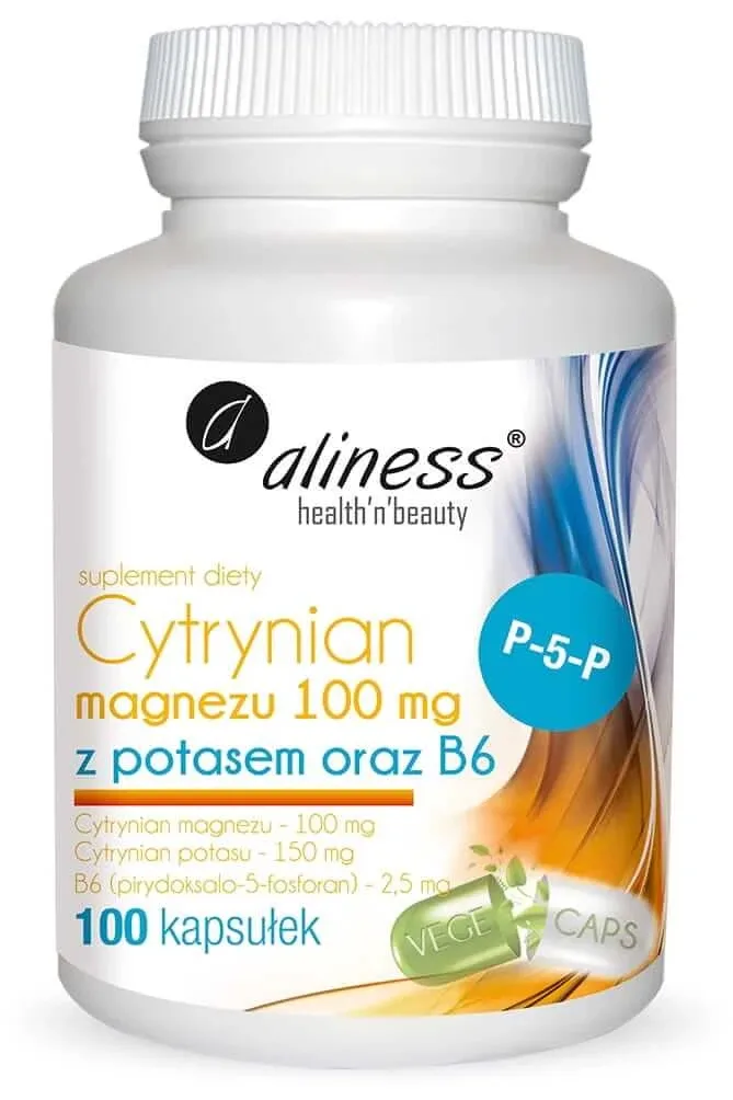 Citrat de magneziu 100 mg cu potasiu 150 mg, B6 (P-5-P) 100 capsule vege Aliness — preț și oferte