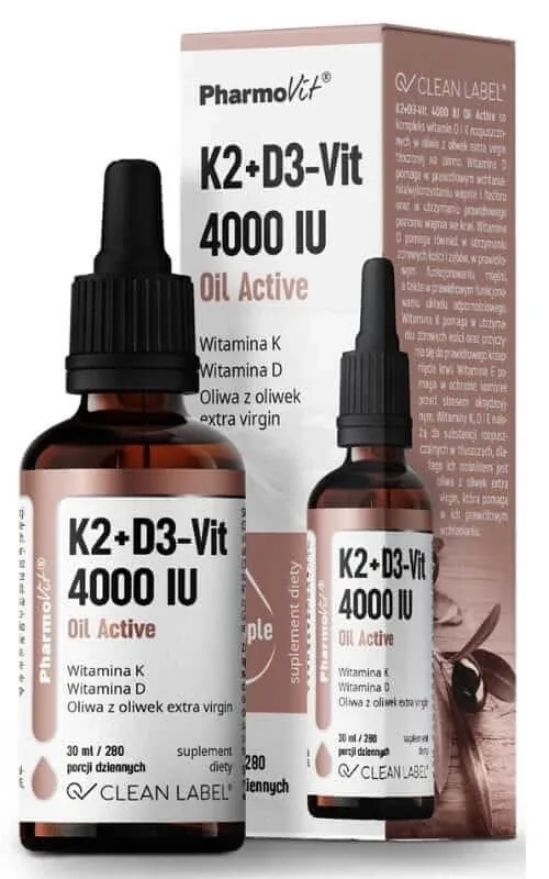K2+D3-Vit 4000 UI Ulei activ 30 ml Pharmovit Clean Label — preț și oferte
