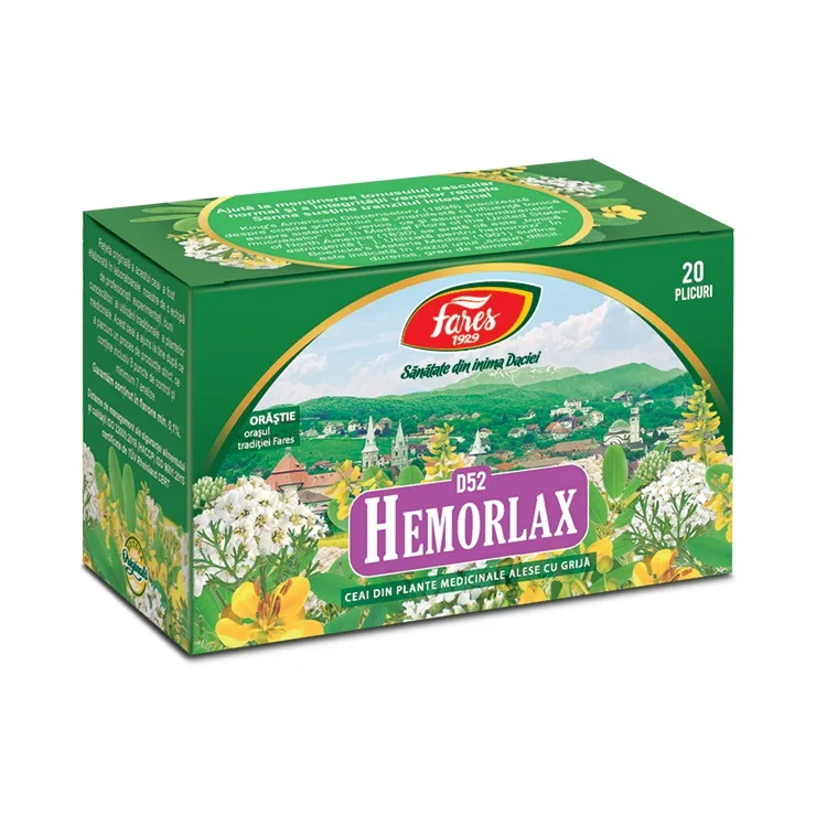 Ceai Hemorlax, D52, 20 plicuri, Fares — preț și oferte