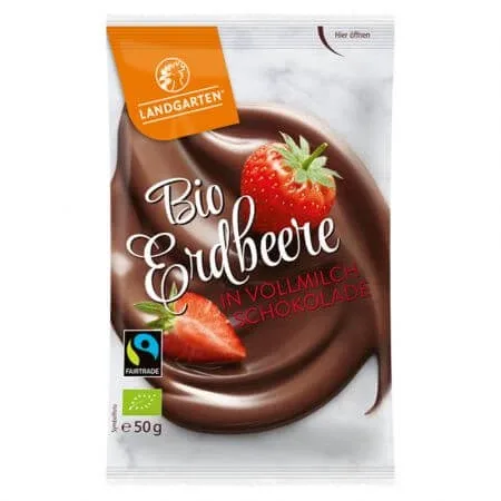 Capsuni invelite in ciocolata cu lapte, 50 g, Landgarten — preț și oferte