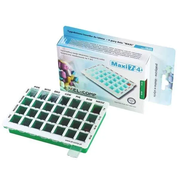 El-Comp Maxi, casetă săptămânală pentru medicamente, cu 4 camere — preț și oferte