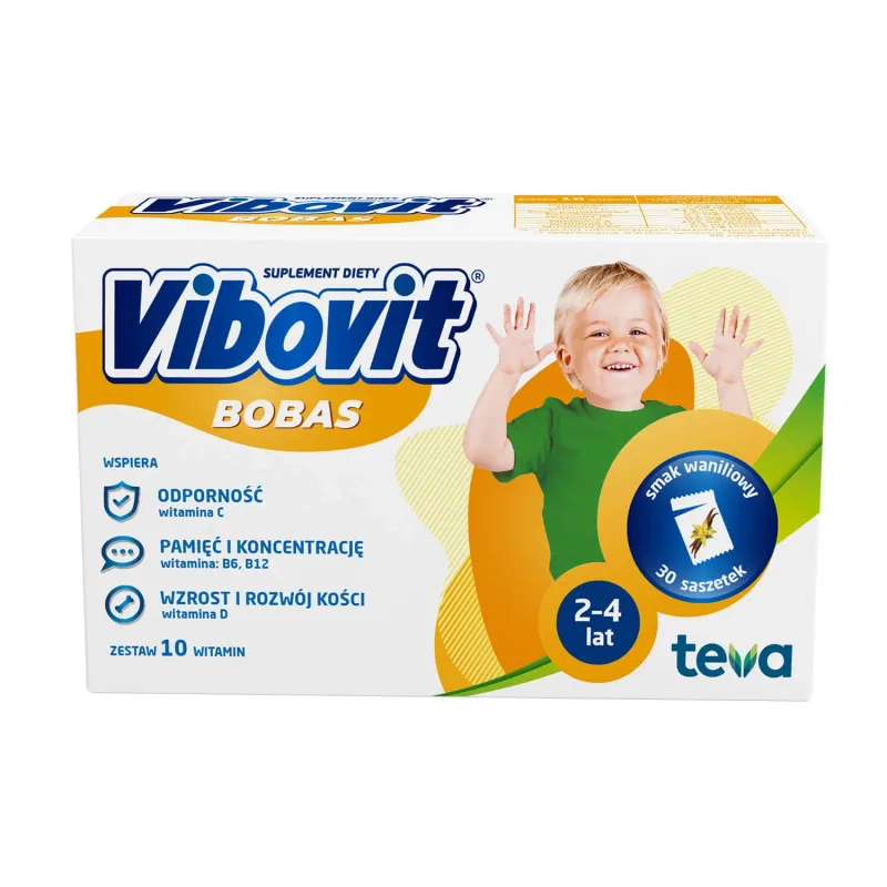 Vibovit Bobas, pentru copii cu vârsta între 2 și 4 ani, aromă de vanilie, 30 de pliculețe TEVA PHARMACEUTICALS — preț și oferte