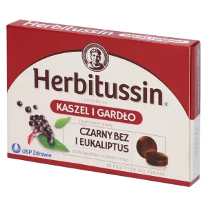 Herbitussin Tuse și gât, soc și eucalipt, 12 pastile