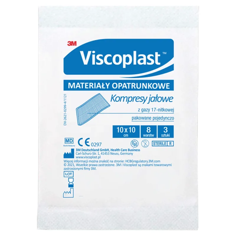 Viscoplast, tampoane de tifon sterile, 17 fire, 8 straturi, 10 cm x 10 cm, 3 bucăți — preț și oferte