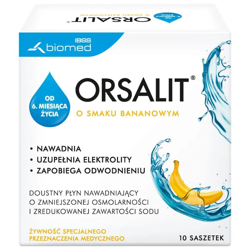 Orsalit, soluție de rehidratare orală pentru copii de la 6 luni, aromă de banane, 10 pliculețe BIOMED — preț și oferte