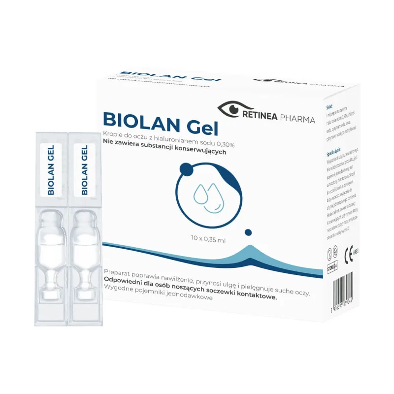 Biolan Gel 0,3%, picături pentru ochi, 0,35 ml x 10 minims Bruschettini — preț și oferte