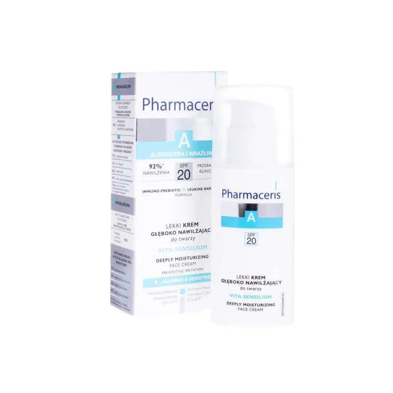 Pharmaceris A Vita-Sensilium, Cremă de față cu hidratare ușoară și profundă, piele alergică și sensibilă SPF 20, 50 ml — preț și oferte