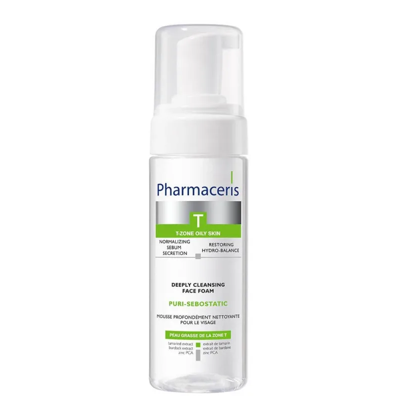 Pharmaceris T Puri-Sebostatic, Spumă de curățare facială pentru curățarea în profunzime, restabilește echilibrul hidric, 150 ml — preț și oferte