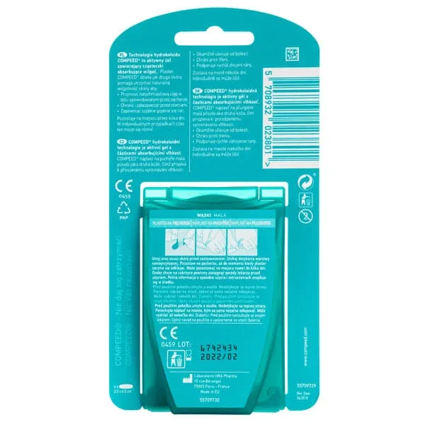 Compeed, plasturi pentru vezicule, hidrocoloid, îngust, 6 bucăți — preț și oferte
