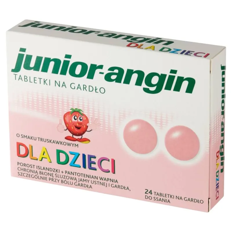 Junior-angin, pentru copii începând cu vârsta de 4 ani, aromă de căpșuni, 24 de pastiluțe KLOSTERFRAU — preț și oferte