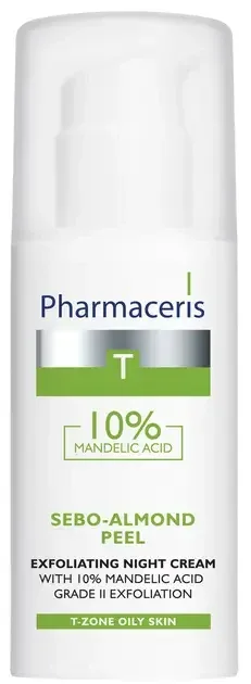 Pharmaceris T Sebo-Almond Peel, Cremă de noapte cu acid mandelic 10%, exfoliere etapa a II-a, 50 ml — preț și oferte