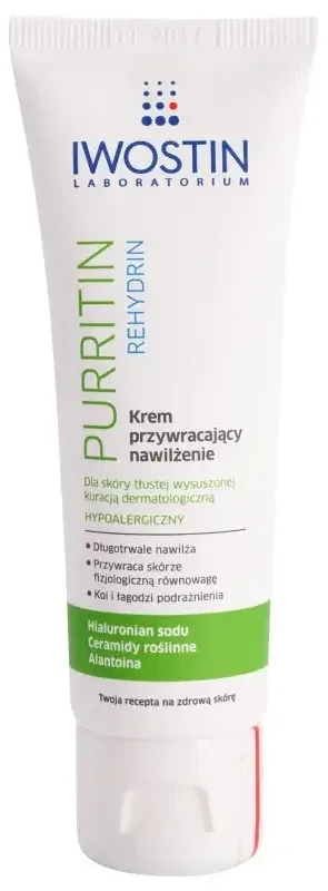 Iwostin Purritin Rehydrin, Cremă hidratantă reparatoare, piele uscată de tratamente dermatologice, 40 ml