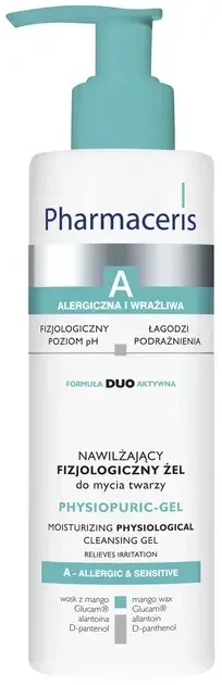Pharmaceris A Physiopuric, Gel fiziologic hidratant pentru curățarea feței, piele alergică și sensibilă, 190 ml — preț și oferte