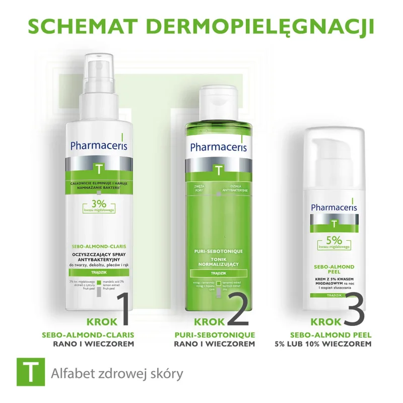 Pharmaceris T Sebo-Almond-Claris, Detergent bacteriostatic pentru față, decolteu și spate, 190 ml — preț și oferte