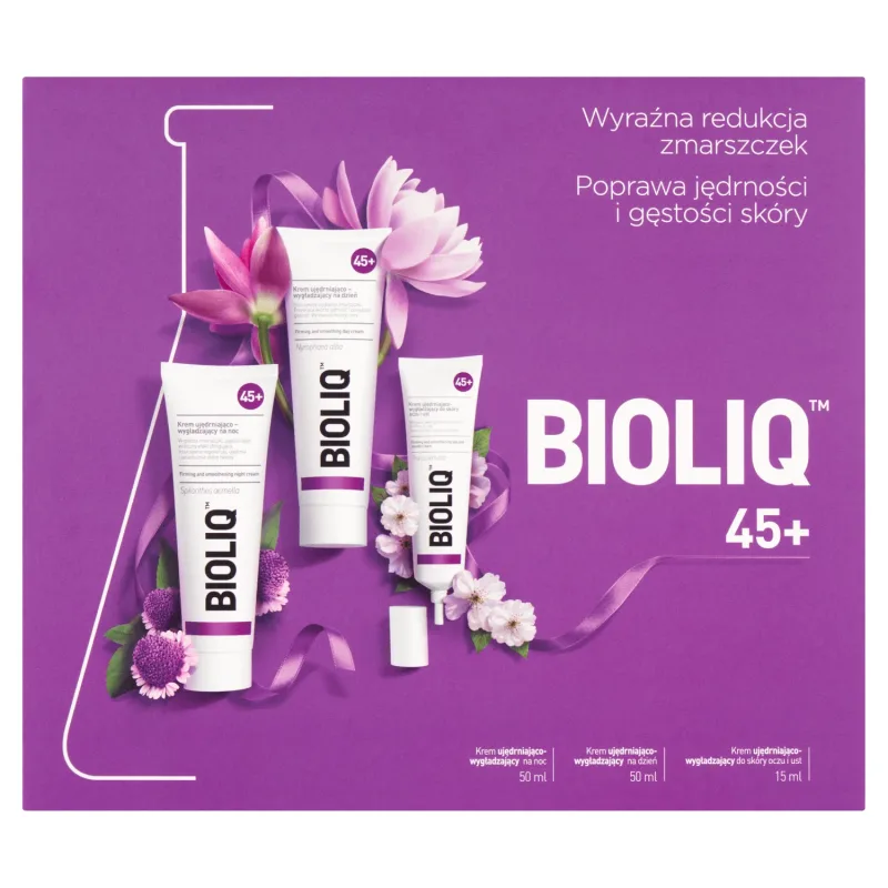 Bioliq 45+ set, Cremă de zi fermitate și netezire, 50 ml + Cremă de noapte, 50 ml + Cremă de ochi, 15 ml — preț și oferte