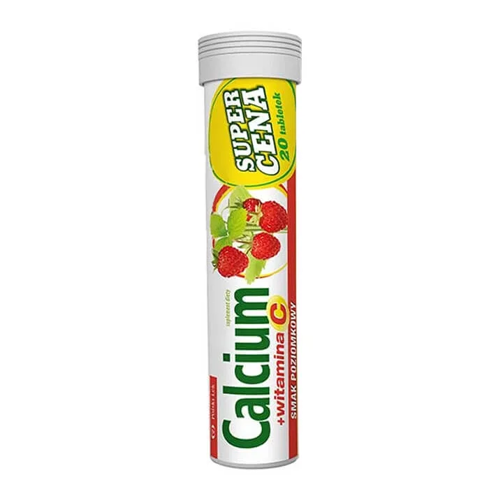 Calciu + Vitamina C, aromă de căpșuni, 20 comprimate efervescente Lek Pharmaceuticals — preț și oferte