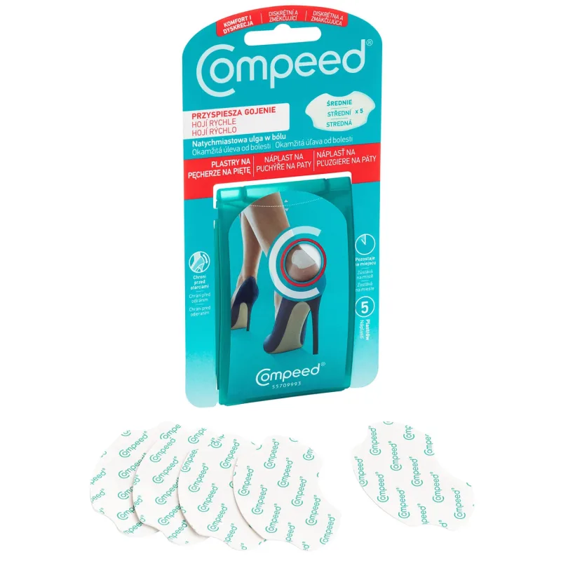 Compeed, plasturi pentru bășici la călcâi, mediu, 5 bucăți — preț și oferte